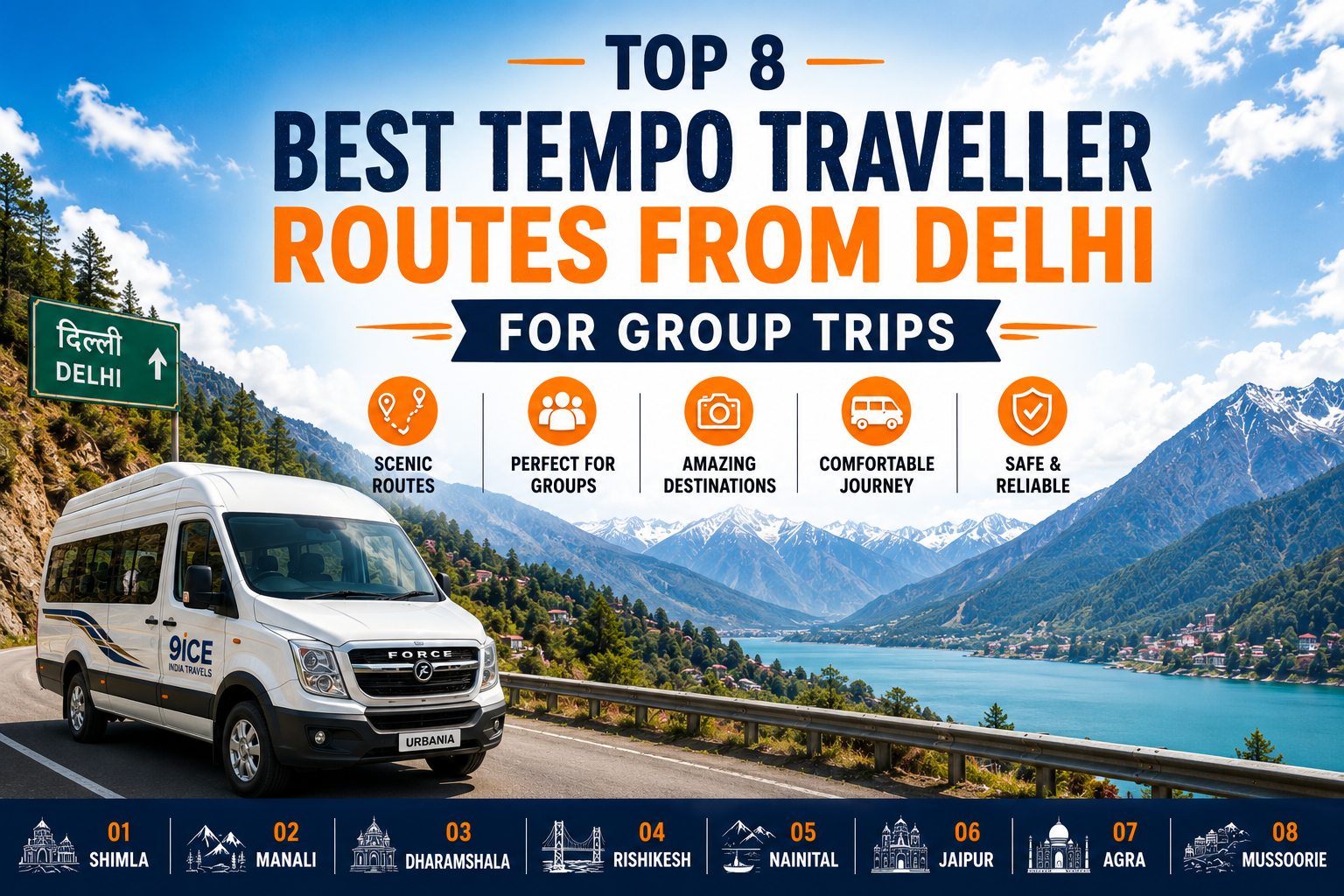 Top 8 Best Tempo Traveller Routes from Delhi for Group Trips